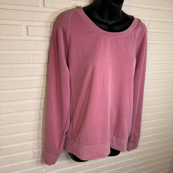 Athleta Pink Seasoft Scoop Neck Athletic Sweatshirt, Women’s Size Medium - Picture 2 of 8